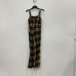 NWT J For Justify Womens Yellow Black Plaid Sleeveless One-Piece Jumpsuit Size M alternative image