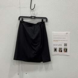 Giorgio Armani Womens Dark Gray Pleated Side Slit A-Line Skirt Size 4 With COA
