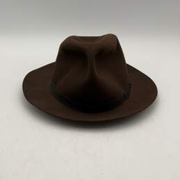 Lock & Co. Hatters Mens Brown Wide Brim Leather Trim Fedora Hat Size L
