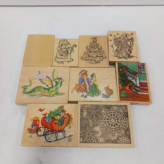 Rubber Stamps Assorted 9pc Lot image number 1