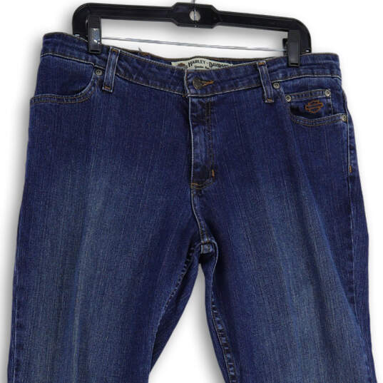 Womens Blue Denim Medium Wash 5 Pocket Design Straight Jeans Size 14L image number 2