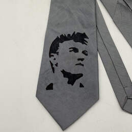 Mens Gray Silk Graphic Adjustable Four In Hand Classic Pointed Necktie alternative image
