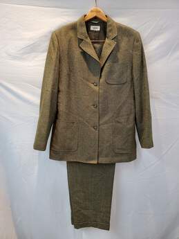 Talbots 3 Piece Dark Green Suit Jacket/Pants/Skirt Women's Size 14