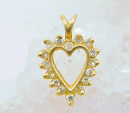 Romantic 14K Yellow Gold Diamond Accent Open Heart Pendant 1.2g