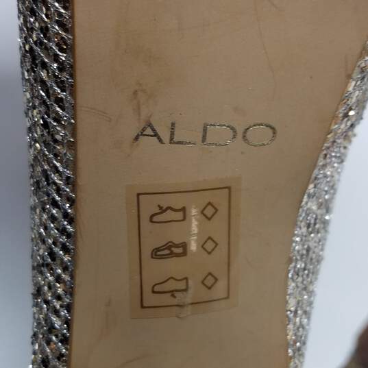 Aldo Golden Glitter Peeptoe Slingback Pumps Size 7.5 image number 6