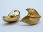 Vintage Crown Trifari Brushed Gold Tone Clip-On Earrings 14.1g image number 1