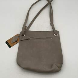 NWT Roots Womens Gray Suede Adjustable Strap Zipper Crossbody Bag Purse alternative image