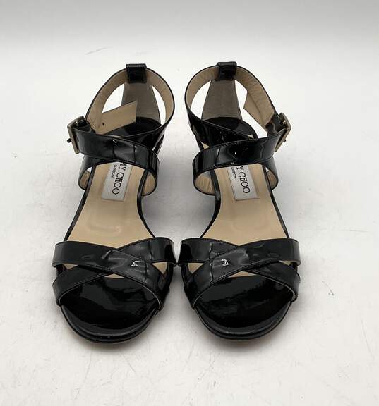 Jimmy Choo Women's Black Patent Leather Size 36.5 Wedges image number 3