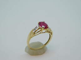 10k Yellow Gold Oval Cut Ruby & Diamond Accent Ring 2.2g alternative image