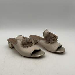 Donald Pliner Womens Off-White Silver Tassel Open Toe Slide Sandal Size 10M