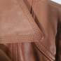 Womens Leather Pockets Long Sleeve Button Front Blazer Jacket Size Large image number 3