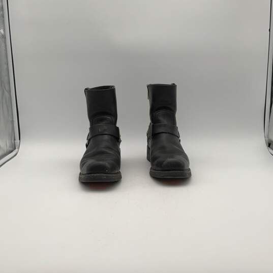 Mens El Paso Black Leather Round Toe Ankle Motorcycle Biker Boots Size 10.5 image number 1