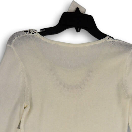 NWT Womens White Round Neck Tight-Knit Long Sleeve Pullover Sweater Size XS image number 4