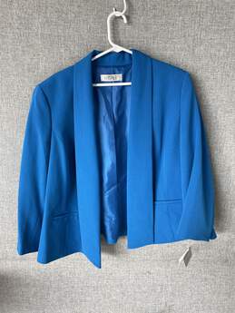 Womens Blue Pockets Long Sleeve Open Front Preppy Blazer Size 18W 0488847-H