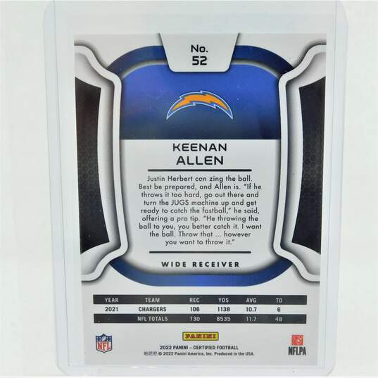 2022 Keenan Allen Panini Certified Mirror /349 LA Chargers image number 4