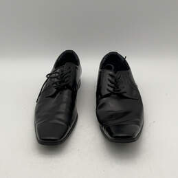 Mens Black Leather Square Toe Low Top Lace-Up Derby Dress Shoes Size EU 41