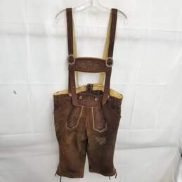 Gaudi Leather Vintage Brown Suede Lederhosen Size 54 alternative image
