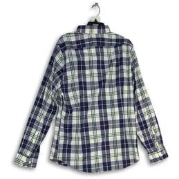 Express Mens Blue Green Plaid Spread Collar Long Sleeve Button-Up Shirt Size L alternative image