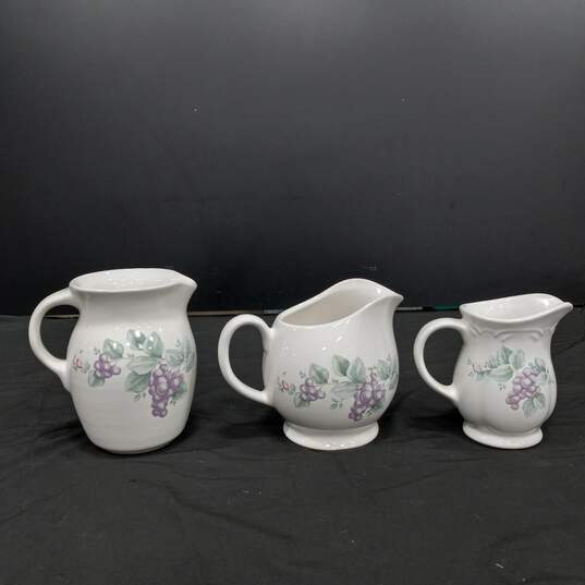 Trio of Pfaltzgraff Floral Pitchers image number 4