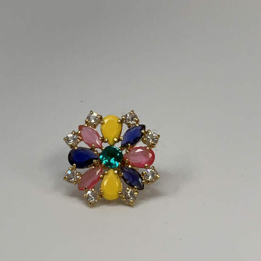 Designer Kate Spade Multicolor Crystal Stone Flower Band Ring With Dust Bag image number 1