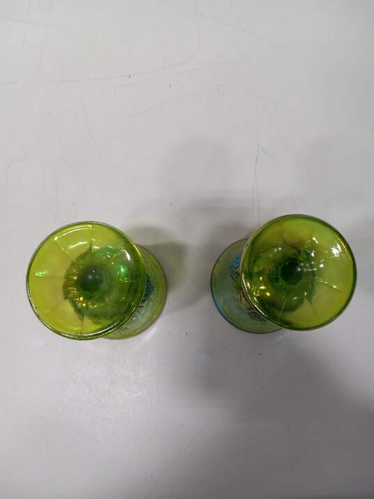Pair of Green Carnival Glass Goblets image number 3