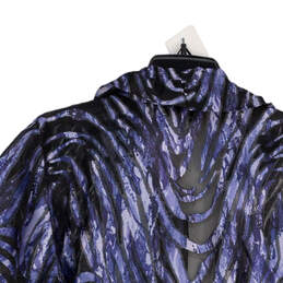 Womens Purple Black Collared Long Sleeve Open Front Jacket Size Large alternative image