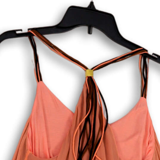 NWT Womens Orange Sleeveless Back Tasseled Blouse Top Size Medium image number 4