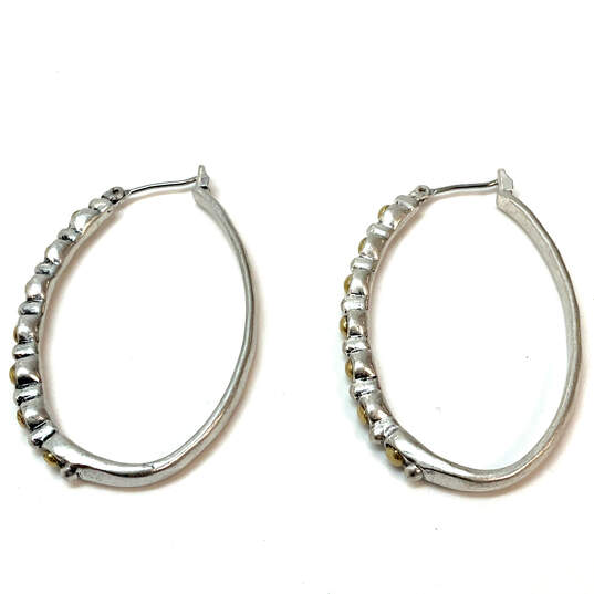 Designer Lucky Brand Two-Tone Gold Studded Fashionable Hoop Earrings image number 3