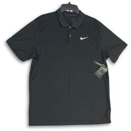 NWT Nike Mens Black Dri-Fit Standard Fit Collared Short Sleeve Polo Shirt Size L