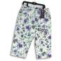 NWT Womens Blue White Floral Classic Fit Flat Front Capri Pants Size 16 image number 1