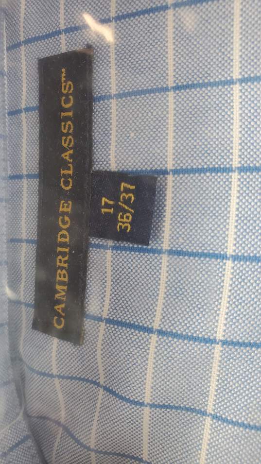 Cambridge Men Blue Button Up Shirt Sz 17 36/37 NWT image number 4