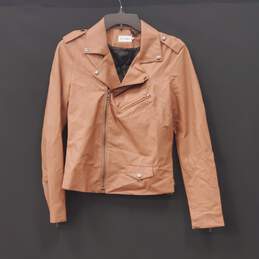 R Label Women Brown Faux Leather Jacket NWT S