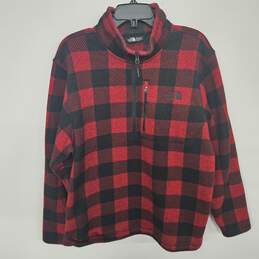 The North Face Red Plaid 1/2 Zip Sweater
