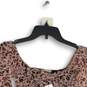 NWT Womens Pink Animal Print Long Sleeve Scoop Neck Cropped Blouse Top Size S image number 3