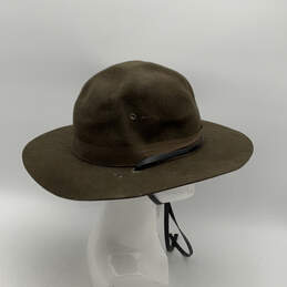 Mens Brown Wool Round Brim Hat Band Creases Adjustable Western Cowboy Hat alternative image