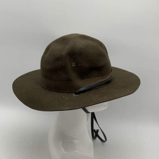 Mens Brown Wool Round Brim Hat Band Creases Adjustable Western Cowboy Hat image number 2