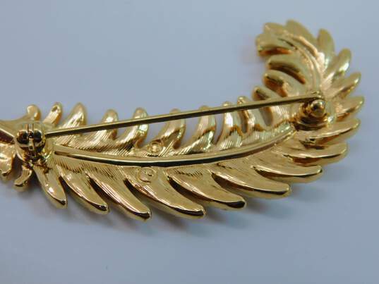 Coach & Swarovski Designer Gold Tone Flower Stud Earrings & Feather Brooch 25.5g image number 5