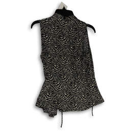 NWT Womens Black White Zebra Print Sleeveless Wrap Blouse Top Size Small alternative image