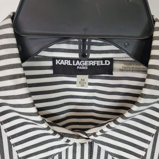 Karl Lagerfeld Women White Striped Shirt Dress XS image number 3