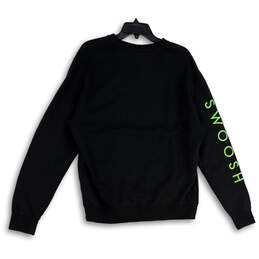 Mens Black Green Writing Long Sleeve Crew Neck Pullover Sweatshirt Size M alternative image