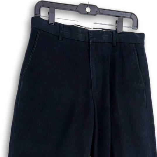 Mens Black Pinstripe Flat Front Pockets Straight Leg Dress Pants Size 30/30 image number 3