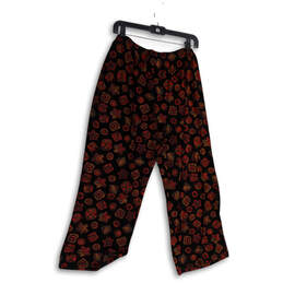 Womens Black Printed Elastic Waist Stretch Regular Fit Pajama Pants Size 1X alternative image