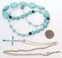 (G) Artisan 925 Faux Turquoise Cross Pendant Chain & Beaded Necklaces image number 7