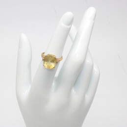 14K Yellow Gold Citrine Diamond Accent Ring Size 5 - 3.7g