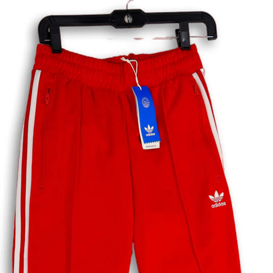 NWT Mens Red White Elastic Waist Zipped Pockets Pull-On Track Pants Size S image number 3