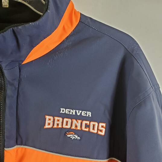 Denver Broncos Men's Orange Jacket SZ L image number 2