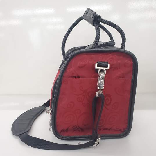 Brighton Vintage Red Black Croc Embossed Leather Carry On Toiletries Bag image number 2