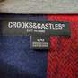 Crooks & Castles Red Plaid Hooded Button Up Jacket Men's LG image number 3