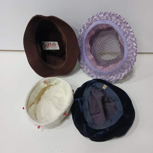 Bundle of 4 Assorted Vintage Hats (Different Styles, Different Sizes, Different Colors) image number 3