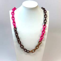 Designer J. Crew Gold-Tone Multicolor Fashionable Oval Link Chain Necklace